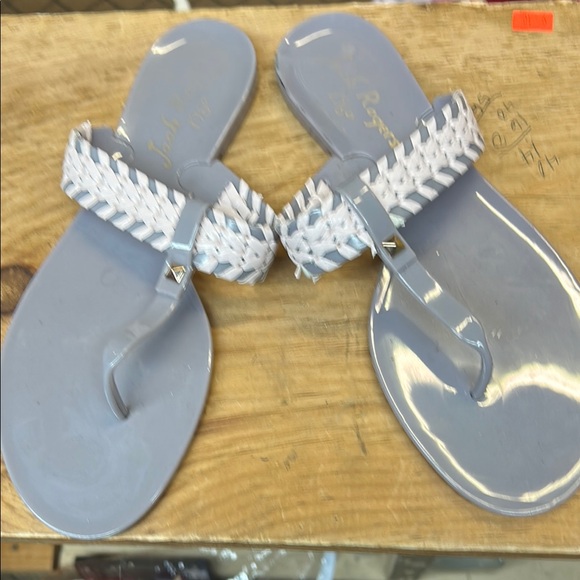Jack Rogers Shoes - Jack Rogers Gray and White Sandals with Decorative Straps